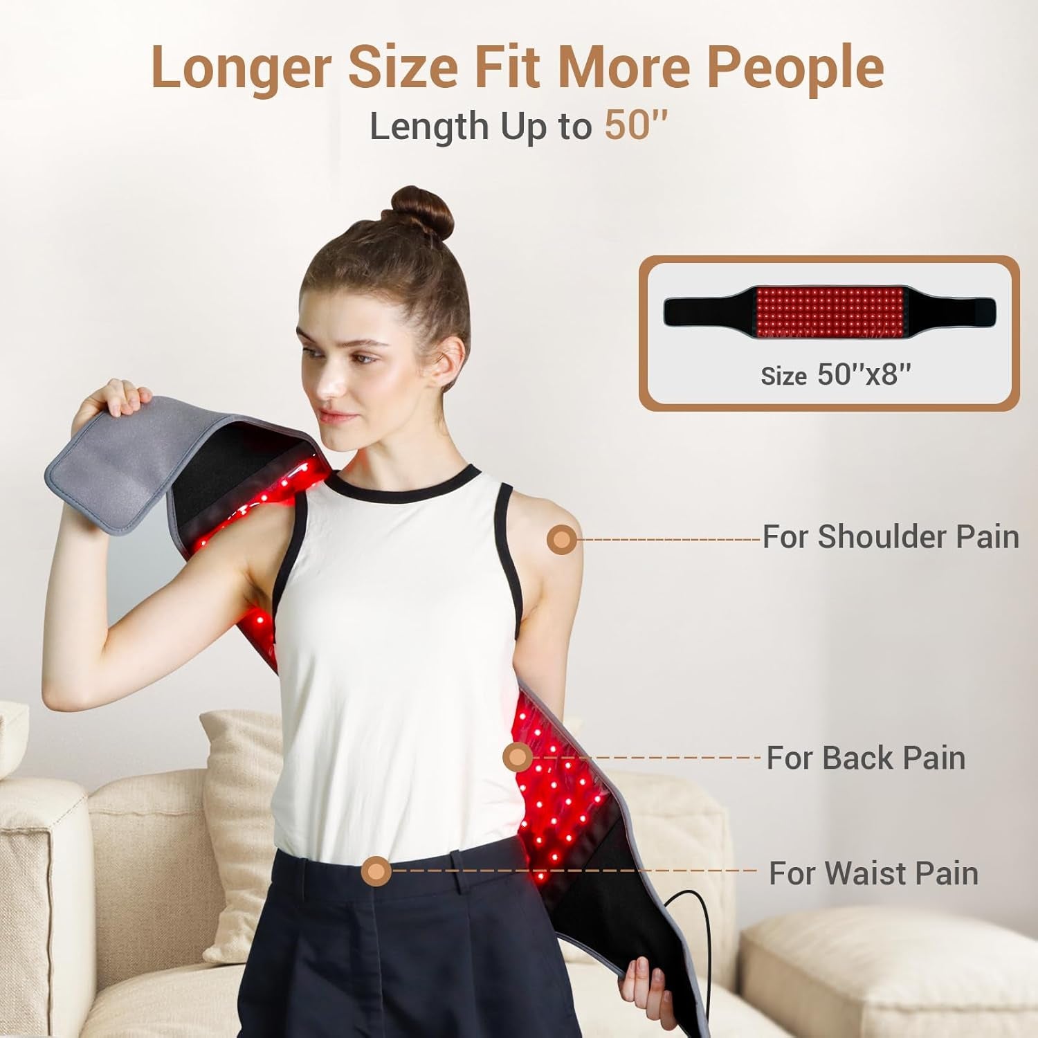 Red Light Therapy Belt with 126 Leds, FSA Eligible HSA Infrared Red Light Therapy for Body, 660Nm & 850Nm, 22W Light Wrap with Timer for Back Waist Belly Joint Muscle Pain Relief(Corded)